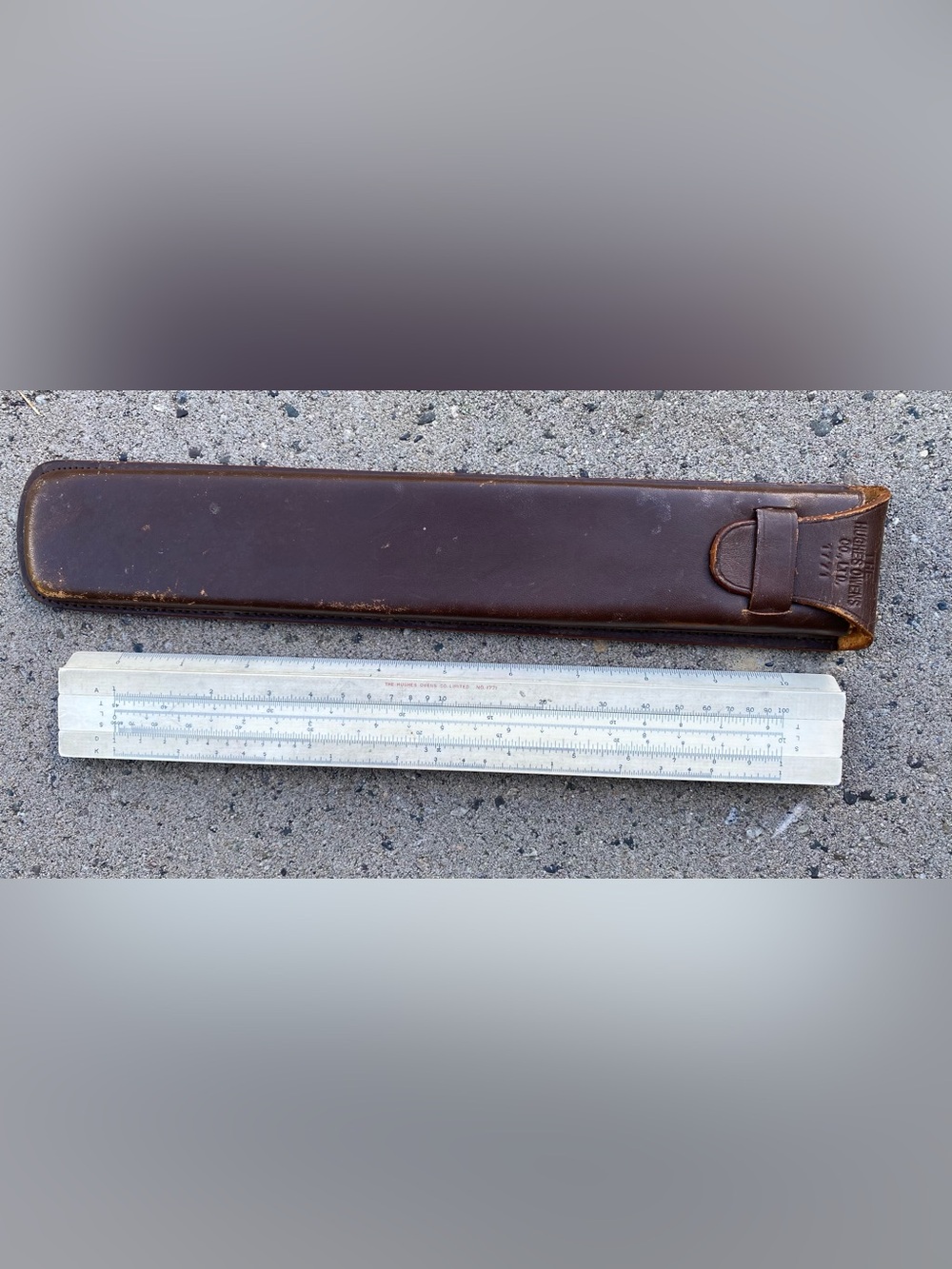1940s/50s Hughes-Owens Model 1771 Engineering Slide Ruler with Leather Case